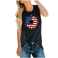 Pimfylm Plus Veličina T majice za žene Loase Fit Ženska košulja za zastave USA 4. jula Dan nezavisnosti Majica Patriotske zvijezde Stripes kratki rukav tee crni 2xl