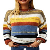 Nananla ženka jesenski proljetni džemper dugački prugasti ispis ležerni džemper