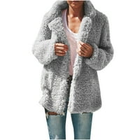 Zimski kaput za žene Women Plus size Zimska topla labavi plišani kaputić sa kapuljačom bež l