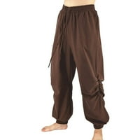 Miluxas muns plus veličine pantalone za čišćenje muških pamučnih i konopljenih pantalona s elastičnim strukom lutkacord hlače Harlan pantalone hlače smeđe 10