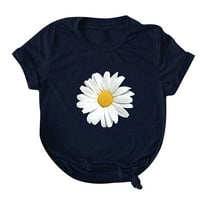 Ženske košulje s kratkim rukavima Plus veličina Ženski kratki rukav cvjetni ispisani suncokret O-izrez