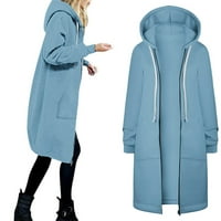 Hinvhai zimski kaputi jakne za žene čišćenje Ženskih patentnih patentnih zatvarača V-izrez vrhovi dugih