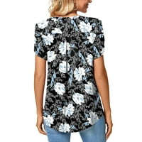 Feternal Fashion Plus size Ženski povremeni kratki rukav okrugli gradijentni košuljnica sa džepovima