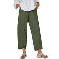 Ženske joge hlače visoke strukske tamke široke ravno nogu sportske pantalone pantalone s džepom za jogu