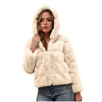 Yinmgmhj Zimski kaputi za žene Žene Modne labave velike veličine Jednobojni kapuljač duge rukavi džemper