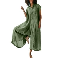 Ženske haljine kvadratni izrez Čvrsti A-line Srednji duljinski haljina s kratkim rukavima vino XL