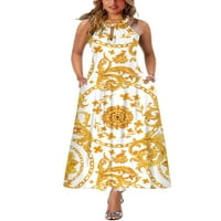 LisingTool haljine za žene Nova ženska odjeća dame bez rukava okrugla vrata tijesna casual gradijentna