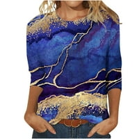 Ersazi dugi rukav gornji ženski modni pulover okrugli vrat dugih rukava od tiskanih ležerne prilike labave top majice na klirensu plavi bluze za žene casual xxl