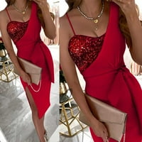 Ljetne haljine za žene V-izrez Čvrsti pomak Mini modne dnevne haljine s dugim rukavima crveno xl