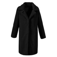 Dugi kaput za žene vunena modna kaputa sa čvrstom bojom zimske jakne dugih rukava dugački kaput debeli