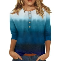Huachen Womens Ljetni modni casual kratkih rukava Print Okrugli pulover za okrugli vrat Top bluza