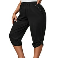 Žene elastične duge sa visokim strukom u boji blok vrećice Labavi džepovi jogger hlače