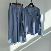 LisingTool posteljine pantalone žene retro plus veličine pamuk i košulje visokih struka odijelo vrhunske