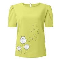 Ženske majice kratki rukav Cartoon Slatko tiskovina V izrez Gradient Dame Casual Trendy Soft Beach Style