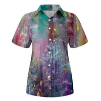 Ženski cvjetni print V majice za rukave izrez Poslovni povremeni tunic vrhovi labavi rad Bluze Chmora
