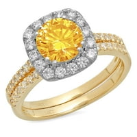 14k bijelo zlato prirodno ametist ring okrugli plutajući halo dijamant, veličine 9