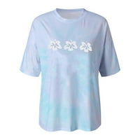 Olitn ženski trendy proretni pamučni posteljina T-majice Rolbacks kratki rukav Teers Uskrs Slatki zeko