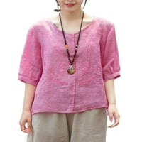 Plus veličine za žene Ljeto V izrez T majice Labavi bluzes Dressy Casual V izrez Polu rukav labavi fit