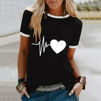 UUBLIK Valentines Odjeća Ženska modna Uskrsna štampa O-izrez Kratka majica Majica labave bluze