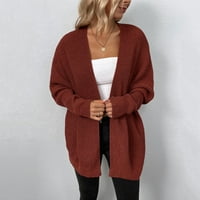 Dukseri za ženske ležerne modne debele čvrste boje pletene kardigan jesen i zimski džemperi