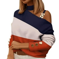 Tking modni vrhovi dugih rukava za žene plus veličine Crewneck Halloween Print majica Casual pulover
