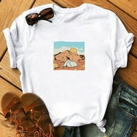 Teen Girls Cute Dinosaur majica plus veličine Ljeto kratki rukav Ležerne prilike, okrugle majice za