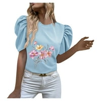Fanxing brisanje Ženska majica za patchwork-a Ljetna casual okrugla izrez Blok Block Bloke Bluza Tinejdžeri