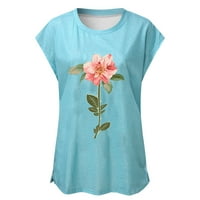 Allegra K ženski kvadratni vrat s kratkim rukavima cvjetna šifon bluza