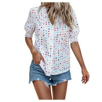 Buigttklop majice za žene, žensko ljetno casual okrugli vrat Jesen Ispis kratkih rukava Top bluza Majica