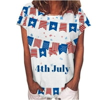 Gyujnb Ženske vrhove Boje za žene Američka zastava V izrez Košulje Žene Patriotske majice za žene Ljetne