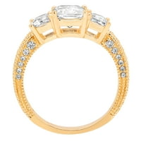 14k bijelo zlato 6x ovalna provjera citrina Pravi dijamantni prsten