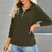 Lenago tunika bluza za žene plus veličine casual čvrsta boja-izrez kardigan majica dugih rukava na vrhu